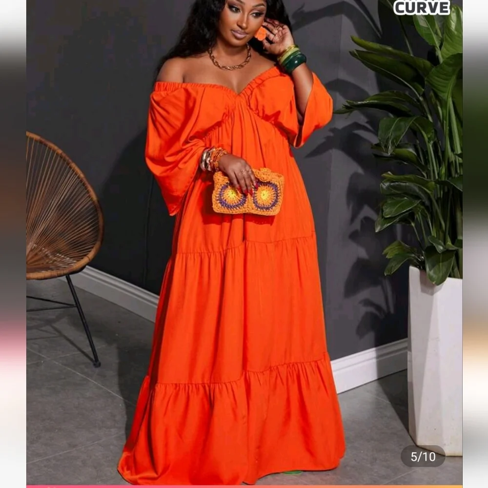 SHEIN Vibrant Orange Maxi Dress - Picture 2 of 16